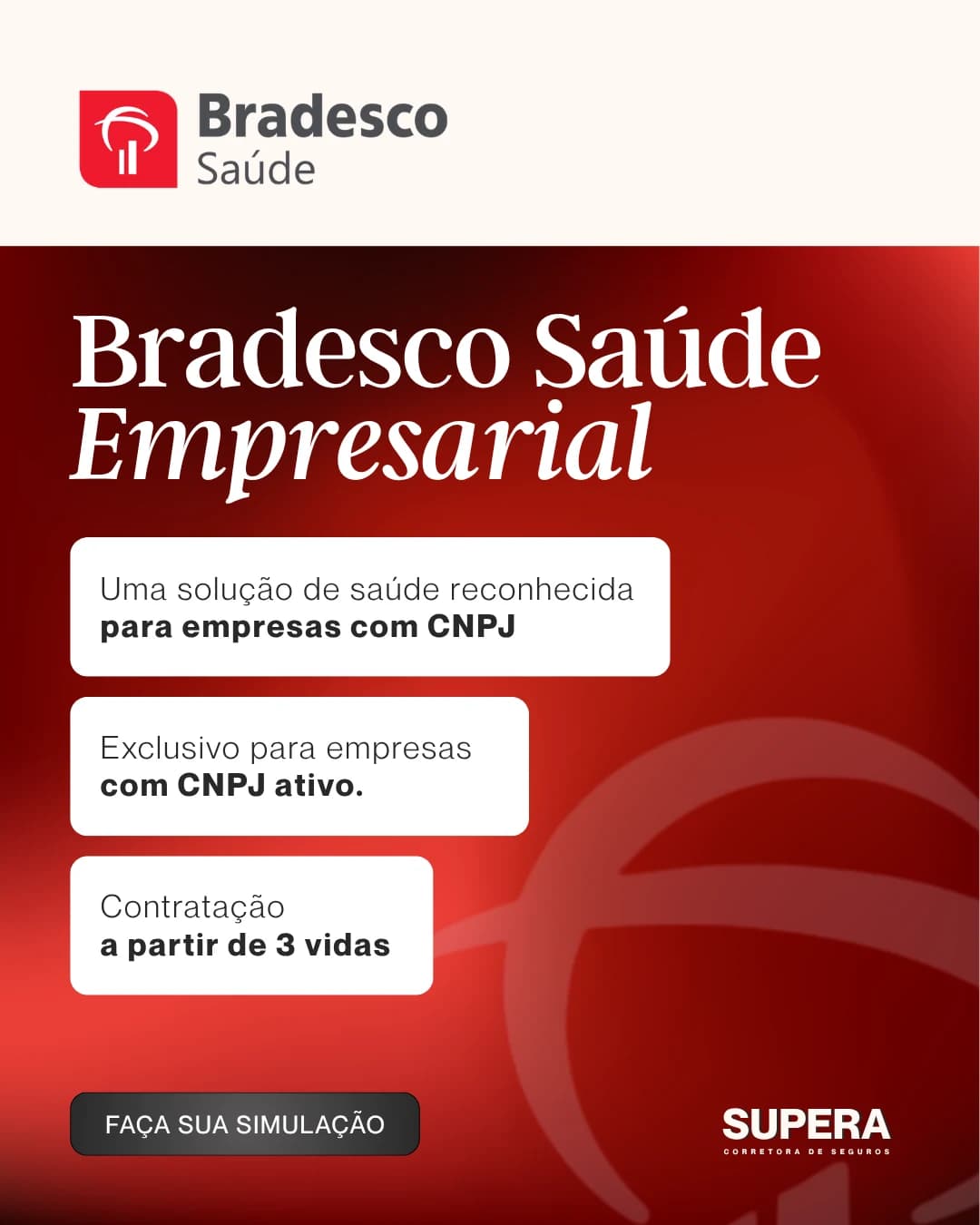 Criativo Bradesco Saúde Empresarial para empresas com CNPJ.